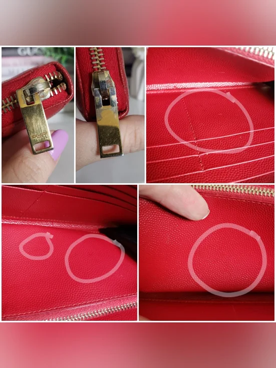 Authentic Pre-owned Yves Saint Laurent Grain De Poudre Chevron Zippy Wallet - Picture 11 of 13